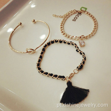 Bracelete de strass Chain Tassel personalizado pulseira de ouro